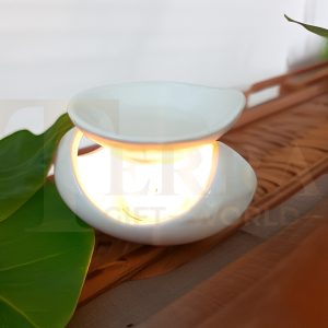 White Ceramic Aroma Diffuser – Diya Shape | Home & Office Fragrance
