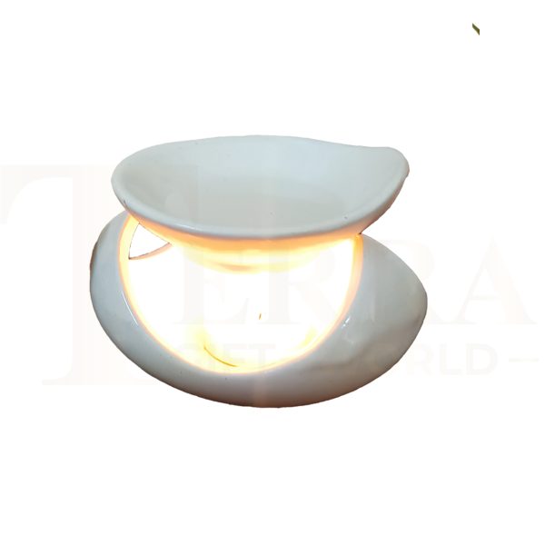 White Ceramic Aroma Diffuser – Diya Shape | Home & Office Fragrance - Image 4